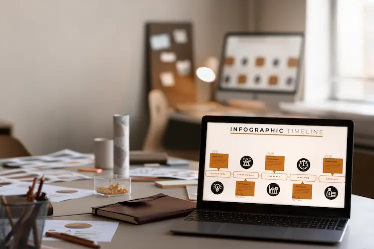 Planeamento estratégico de um calendário editorial para marketing de conteúdo nas redes sociais.