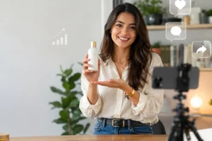 Marketing de influência: criadora de conteúdo a promover uma marca